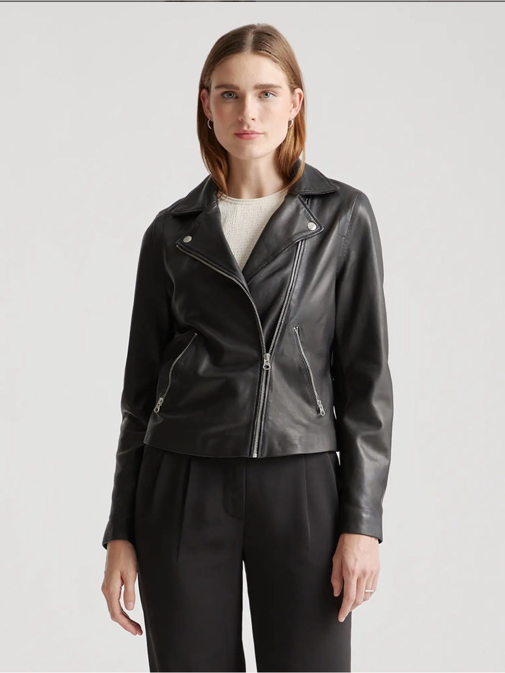 Quince Washed Leather Biker Jacket